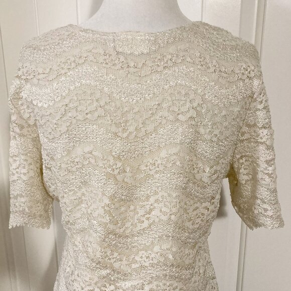 ORCHID Vintage cream lace short sleeve top ~ SMALL MEDIUM boho whismigoth blouse - Picture 13 of 14